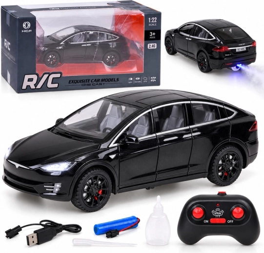 RC-auto Tesla Model X op schaal 1:22 met ledverlichting en rookeffect