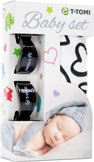 Bamboe set T-Tomi zwarte harten