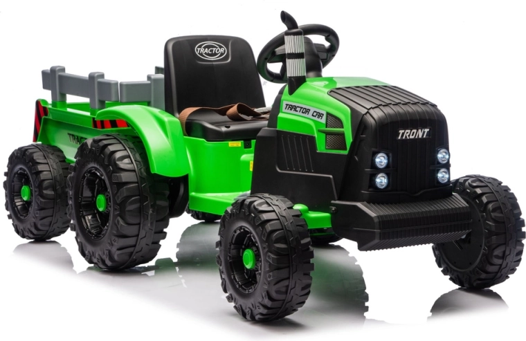 kinder elektrische tractor met aanhanger 24V – lichtgroen