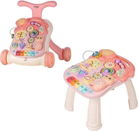 FreeON Free2Play loopwagen en speeltafel Walk & Play 2-in-1 roze