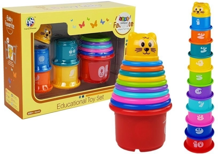 Piramide Bekertjes voor Kinderen met Kattenpatroon