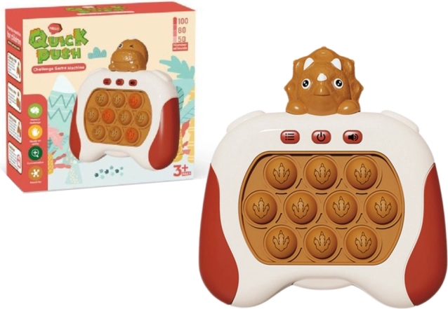 Sensorisch spel triceratops Pop It met licht en geluid, bruin