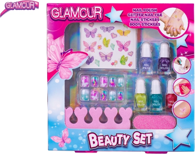 Glamour beautyset voor kinderen – nagellakken en stickers