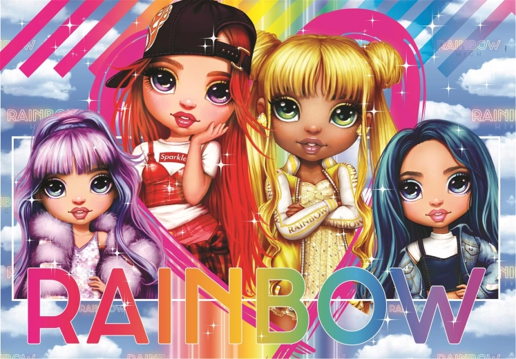 CLEMENTONI puzzel Rainbow High: Violet, Ruby, Sunny en Skyler, 180 stukjes