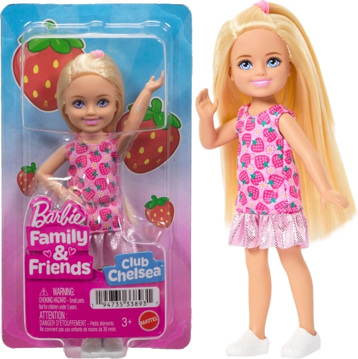 Barbie Club Chelsea blondine in aardbeienjurk 14 cm