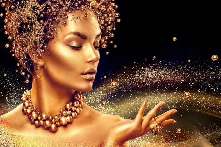 Diamantschilderen Vrouw in magisch stof 30 × 40 cm