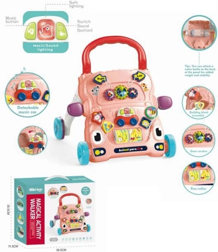 Roze loopwagen en duwauto voor kinderen