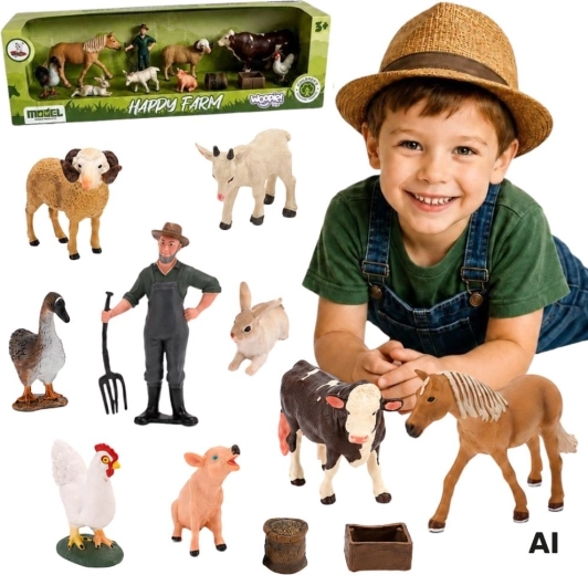 Woopie grote set boerderijfiguren met dieren, boer en accessoires 3+