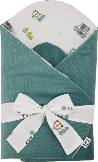 Eko katoenen wikkeldeken met velvet en kokos-inleg cars, 75 × 75 cm