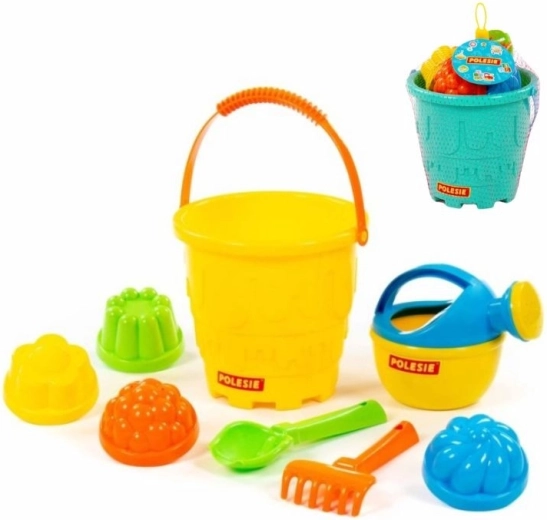 Zandset – grote emmer in de vorm van een kasteel met schep