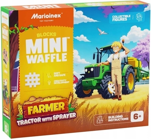 Marioinex Mini Waffle Boerderij – tractor met sproeier (50 onderdelen)