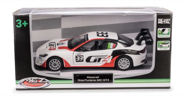 Modelauto Maserati GranTurismo MC GT4 1:43 met pull-back aandrijving
