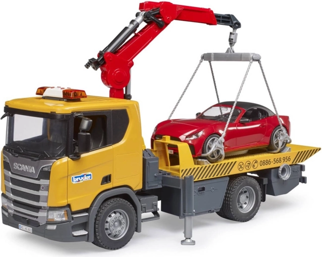 BRUDER Scania Super 560R takelwagen met roadster, licht en geluid