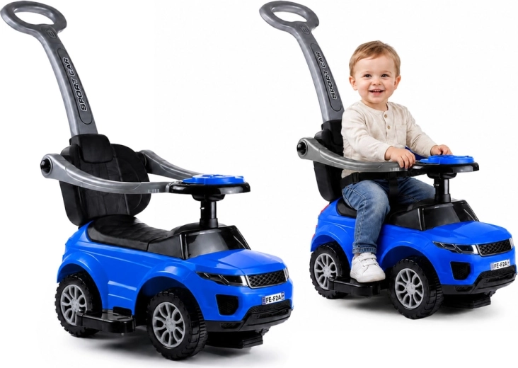 Blauw loopauto SPORT CAR voor kinderen met duwstang