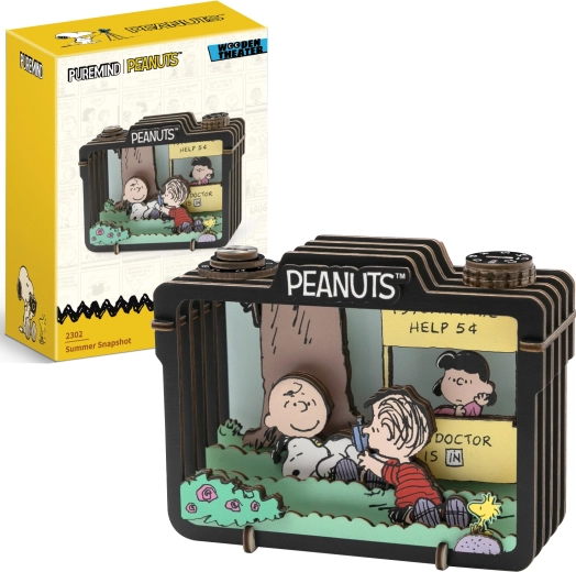Puremind houten 3D-model PEANUTS Snoopy – zomerscène Summer Snapshot