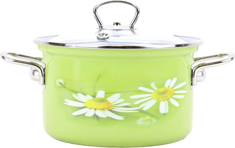 Geglazuurde pan BELIS DAISY 20 cm met glazen deksel, 3,6 l