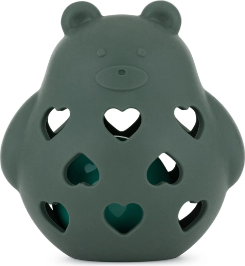 Siliconen rammelaar en bijtring Bear Basil, Misty Green