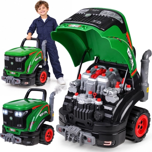 Interactieve tractor met werkplaats voor kleine monteurs