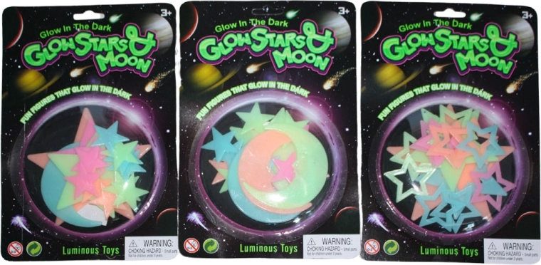 Lichtgevende plastic decoratie maan en sterren kleur