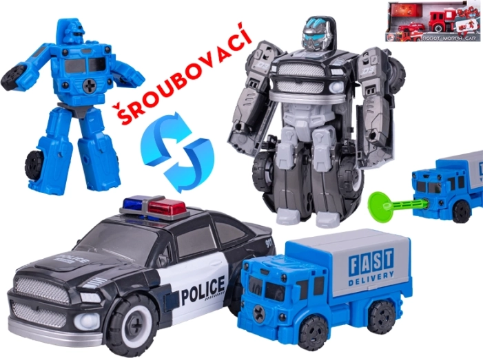 Transformeerbare reddingsauto’s naar robots – politie en brandweer, set van 2