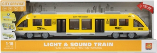 Tram op traagheidsmotor geel 1:16