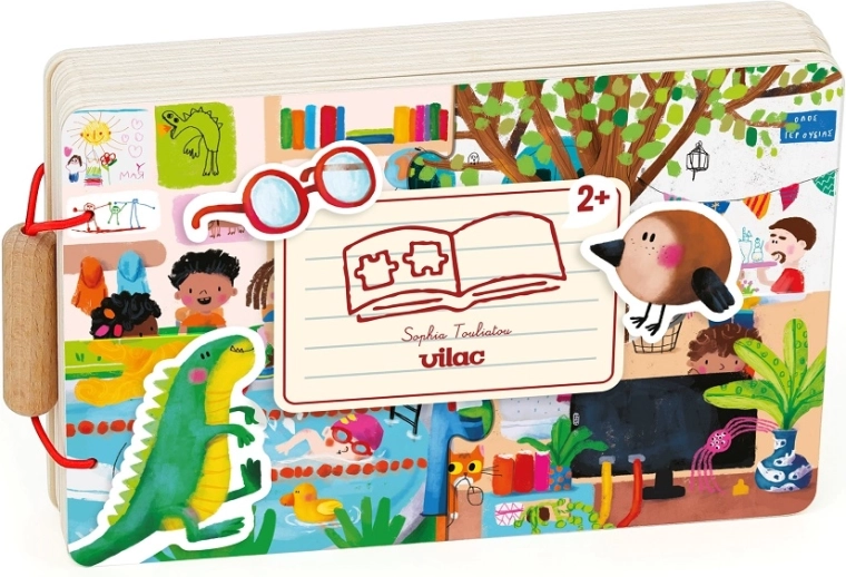 Vilac houten boek met puzzel en activiteiten