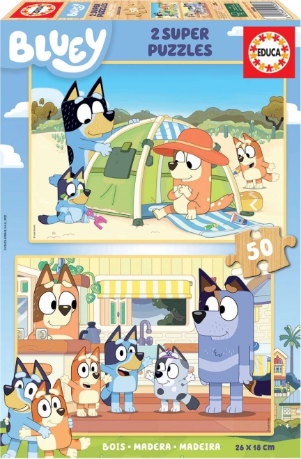 EDUCA Houten puzzel Bluey 2x50 stukjes