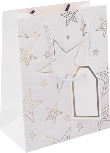 Cadeaupapieren tas met sterrenmotief, wit 18 × 10 × 23 cm