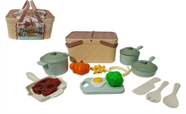 Kinder picknickset in mand, 48 stuks