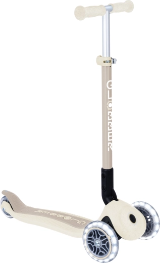 Globber Primo opvouwbare kinderstep met LED-wieltjes Eco, coconut