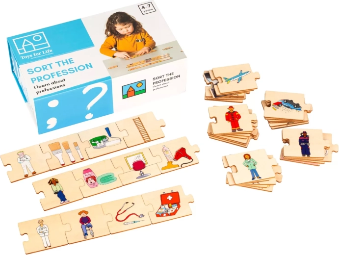 Toys for Life beroepensorteren – houten puzzel in magnetische box
