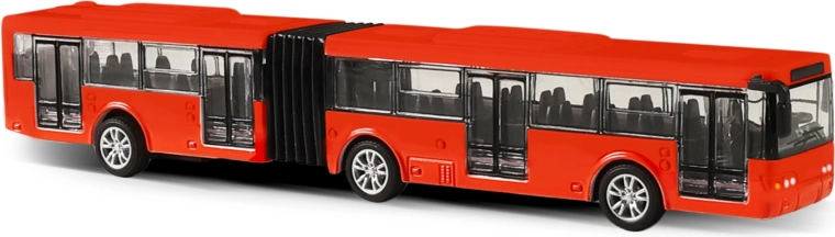 Metalen gelede stadsbus – rood, 18 cm