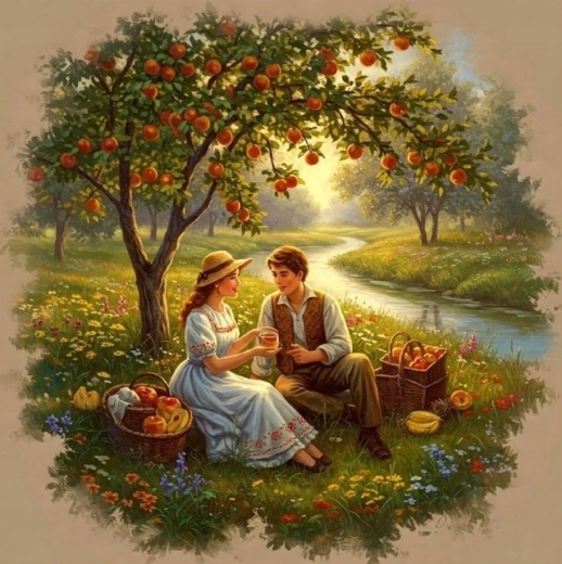 Norimpex diamant painting Picknick onder de appelboom 30 × 40 cm