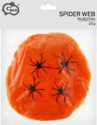Oranje spinnenweb voor Halloween 20 g met 4 spinnen