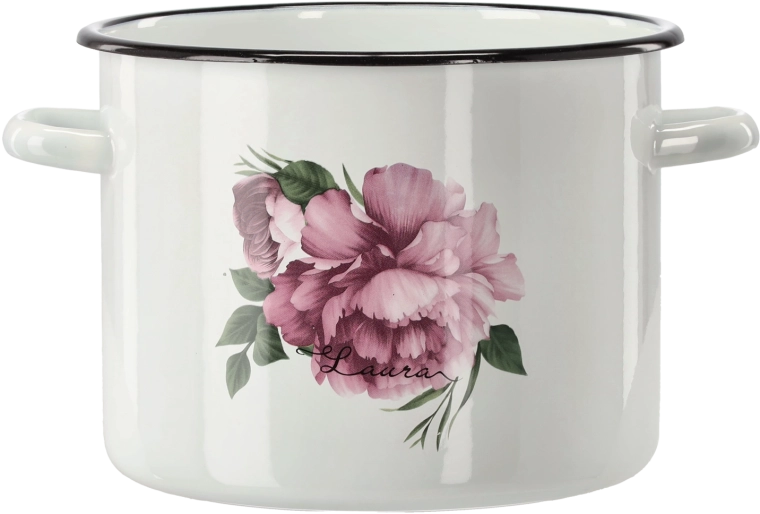 Geglazuurde pan 5,5 l, 22 cm, wit Pioen Laura