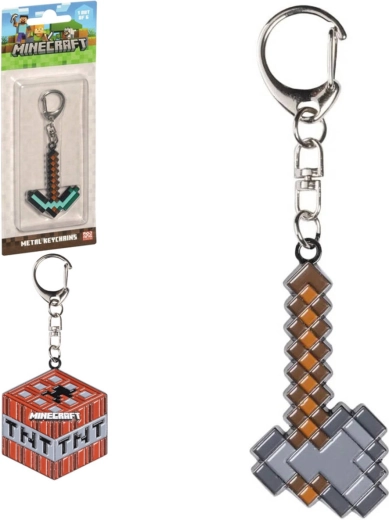 Minecraft metalen sleutelhanger in de vorm van een houweel - 1 stuk