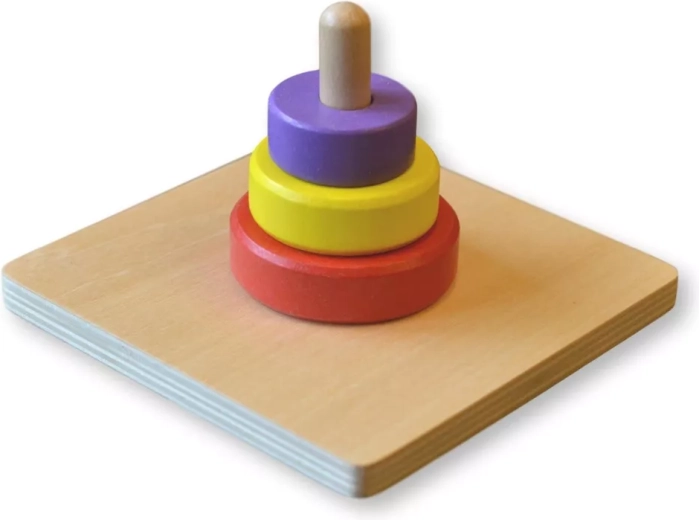 Moyo Montessori drie gekleurde ringen op een pin - 1 stuk