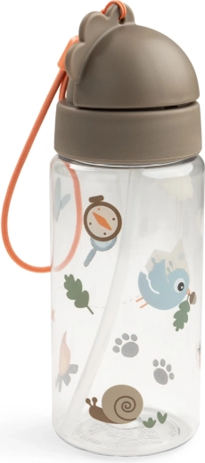 Done by Deer drinkfles met rietje Tiny trails zandkleur 350 ml
