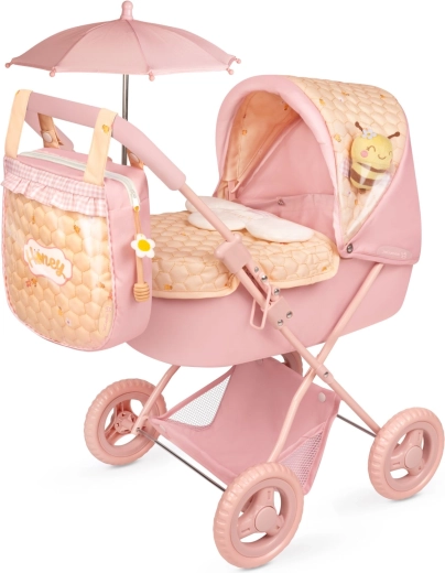 DeCuevas opvouwbare poppenwagen met zonnescherm en tas Honey 2026 – 60 cm