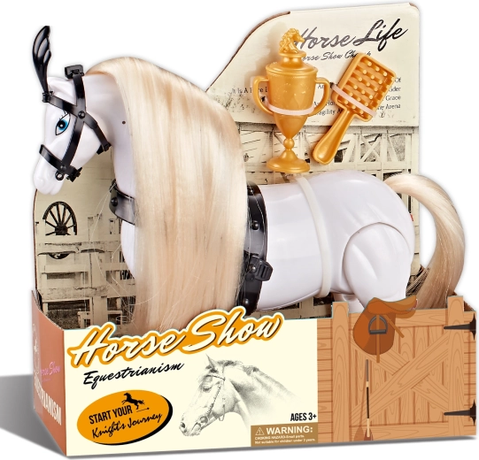 Wit rijpaard met geluid en accessoires – paardenshow