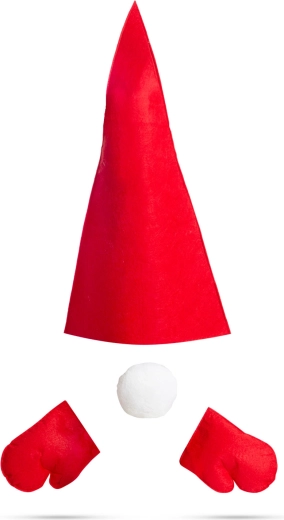 Kerstdecoratie voor een thuja in de vorm van een kabouter van vilt, rood, 60 × 39 cm