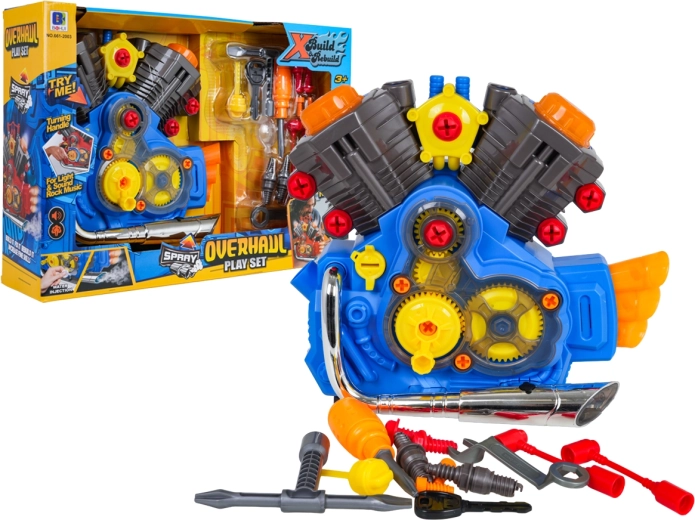 Uit elkaar te halen kindermotor met stoomeffect