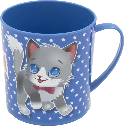 Kunststof kinderbeker 380 ml met print – roze of blauw