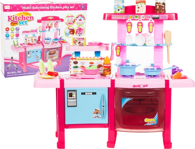 Roze dubbele kinderkitchen met accessoires