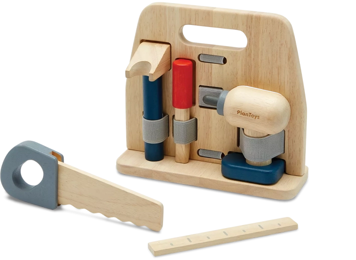 PlanToys houten gereedschapset met standaard