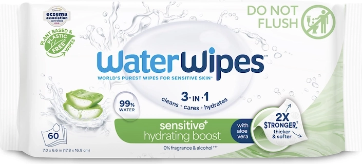 WaterWipes hydraterende vochtige doekjes met aloë vera 3-in-1, 60 stuks