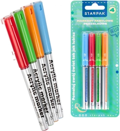 Acryl penseelstiften – set van 4 kleuren
