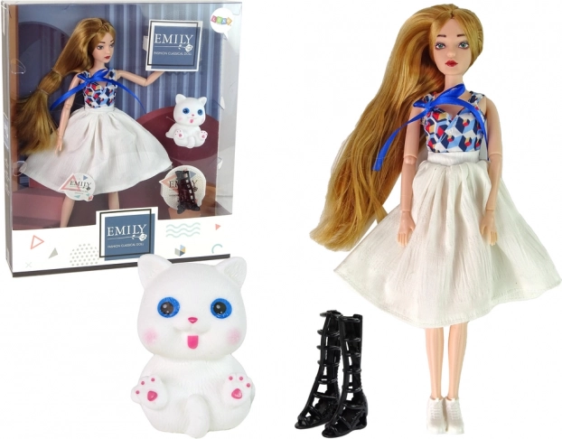 Pop EMILY met wit katje en accessoires