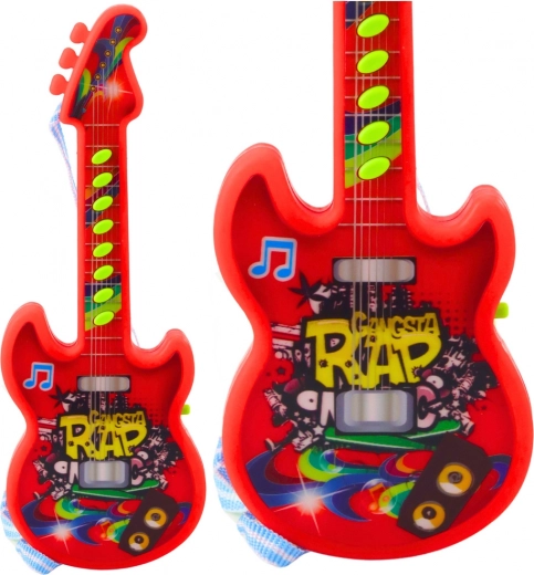 Kinder elektrische gitaar met melodieën en solmisatie rood