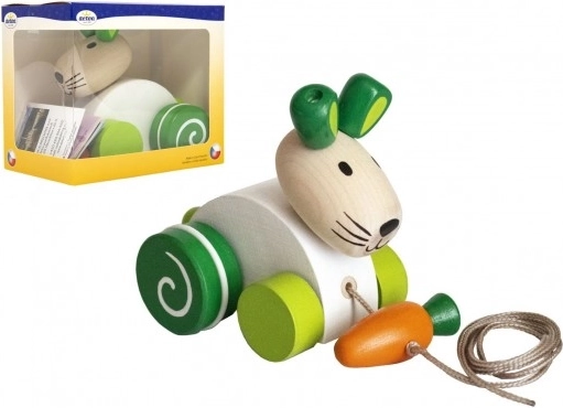 Houten trekkonijn met wortel voor de eerste stapjes